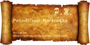 Petrányi Marinetta névjegykártya